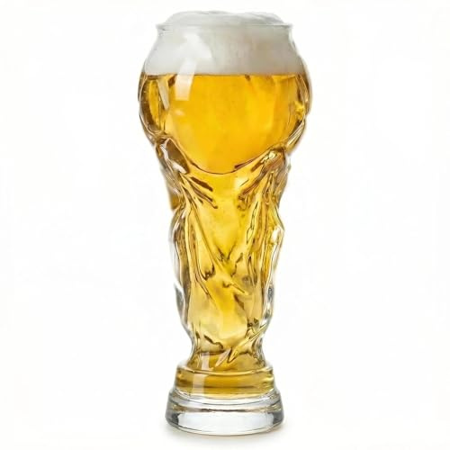 Toyhood WM-ölglas, fotboll VM kopp form ölglas, rolig kreativ fotbollskupa, fotboll hercules mugg glas ölkrus för festbartillbehör och fotbollsälskare (450 ml)