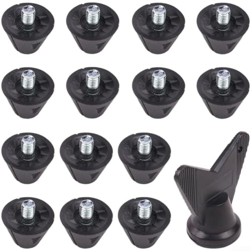Kit de crampons de 15 pièces de 13 mm pour crampons en TPU pour chaussures de football, rugby, crampons à vis M5, noir