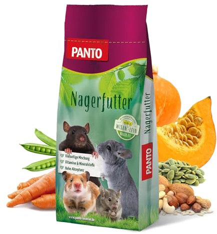 PANTO Nager Krokant Müsli mit Wisan-Lein20 kg – buntes Futter für alle Nagerarten, Nagerfutter mit Möhrenwürfeln, Kürbiskernen und Luzerneringen