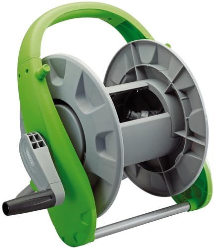 Draper Garden Hose Pipe Reel Cart | 50m Storage Capacity | Wall Mounted or Portable Design | Angled Hose Connecter | Hose reels Without Hose | 25067