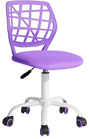 Silla de escritorio Fanilife, ajustable y giratoria sin brazos de diseño, para niños, silla para el ordenador, para los deberes, para estudiar, color negro