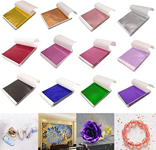 qianqian Farben Imitation Blattgold,Imitation Blattgold,Vergoldung Folie,Mehrfarbige Goldfolie,Imitation Gold Metallfolie,für Vergoldung, Malerei Kunst, Handwerk Nägel und Heimwerker
