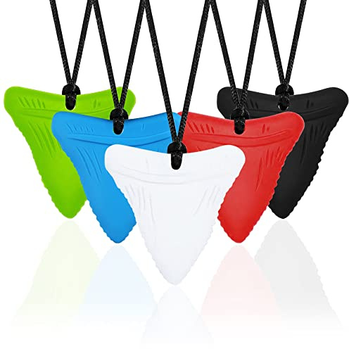 5 collane sensoriali da masticare, per bambini sensoriali, collana con dente di squalo, trattamento per mordere le unghie, per bambini e adulti, YQZIYOU
