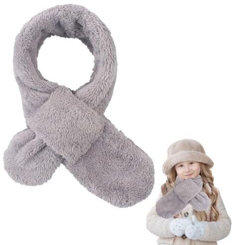 1 Confezione Sciarpa per Bambini, Sciarpa in Peluche per Bambini, Sciarpa in Peluche per Ragazze, Sciarpa in Peluche in Tinta Unita, Sciarpa in Peluche Calda, Sciarpa in Peluche Ispessita (Grigio)