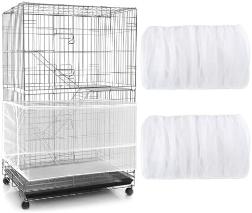 PLABBDPL 2 pcs Copertura per Gabbia, coperture universali per gabbie per uccelli, Copertura in Rete, per pappagalli regolabili, rete morbida in nylon, per gabbie per uccelli, Bianco