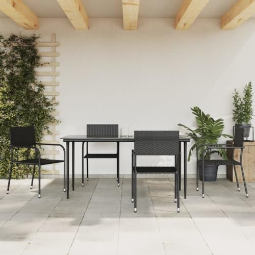LXYZWRW Gartenmöbel-Set, 5-teilig, schwarz, Polyrattan, Gartenmöbel-Set