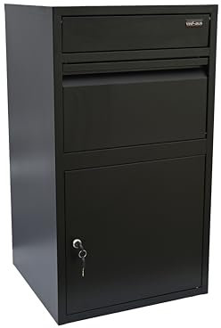 VEEHAUS Grande boîte aux Lettres pour Colis - Anthracite - en tôle galvanisée - pour l'extérieur - Grande Taille XL et boîte aux Lettres - avec Compartiment à Colis (M-Tikelia, sans Support)