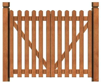 Elegant Wooden Garden Gate, Double Opening Teak Fence Gate, 130x100cm, Brown-B, Durable Outdoor Partition Wall with Arch Frame for Enhanced Privacy and Security