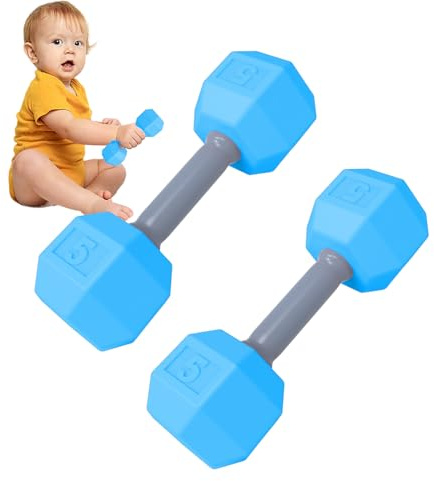Baby Rattle Toy - Plush Toy Dumbbell | Soft Barbell Workout Toy | 2pcs Mini Baby Fitness Dumbbells | Cute Lightweight Baby Weight Toy | Safe for and