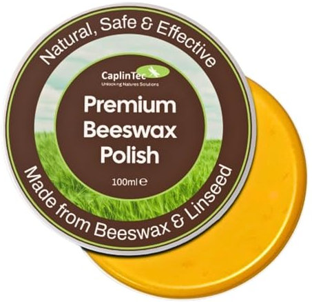 CaplinTec Beeswax Polish for Wood – Formulated with Linseed Oil | 100ml Furniture Wax | Restorer & Protector for Outdoor Surfaces | Preserves & Enhances Natural Long-Lasting Finish
