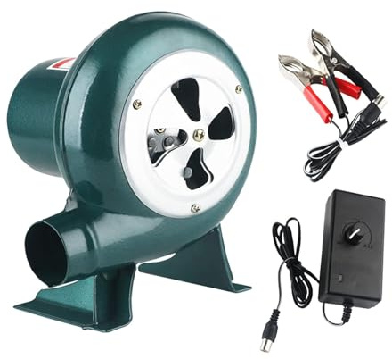 JOUFNING Centrifugalgrillar luftfläkt – 12 V elektrisk smed smide fläkt med regulator, variabel hastighet blåspump fläkt, kompakt bostäder brandstartare flamspänning (med regulator, 80 W)
