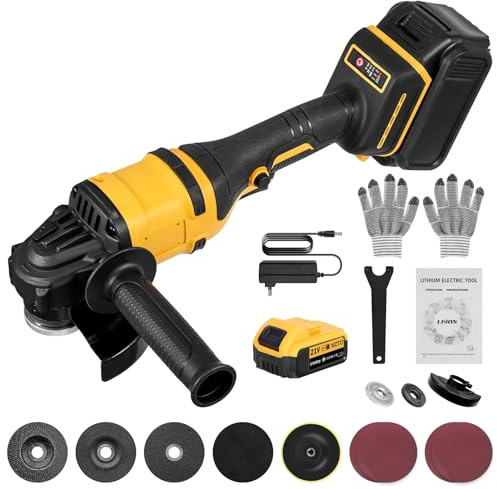 Smerigliatrice angolare a batteria da 21 V con motore brushless, batteria e caricabatterie, dischi da taglio da 125 mm per separare, levigare e lucidare, 30.000 giri/min (una batteria)