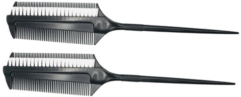 VICASKY Lot de 2 Peignes Applicateurs de Teinture Capillaire Double Face, Brosses à Mèches Réutilisables pour Coloration Professionnelle et Domicile, Outils Coiffure pour Salon et Soins