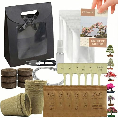 Kit di Coltivazione per Interni - Semi rari e accessori inclusi Idea Regalo Coltivare (Cercis, Albizia, Purple Vine, Olmo, Abete rosso, Acero)
