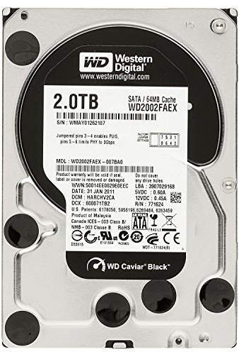 Western Digital Caviar Black 2 TB SATA III 7200 RPM 64 MB Cache Bulk/OEM Internal Desktop Hard Drive - WD2002FAEX
