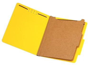 Pendaflex Classification Folders, Standard, 1 Divider, Embedded Fasteners, 2/5 Cut Tab, Yellow, Letter Size, 10/BX (23734)