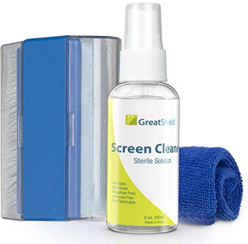GreatShield Screen Cleaner with Microfiber Cloth and Brush, Screen Wipes, Streak Free, Anti Static Spray for LCD LED TV, Laptop, Computer Monitor, Phone, Tablet