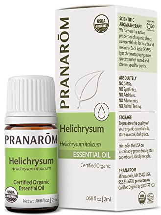 Pranarom USDA Certified Organic Helichrysum Essential Oil (2ml), 100% Pure Natural Therapeutic Grade for Skincare, Lotions, Aromatherapy, Diffusion, and Wellness
