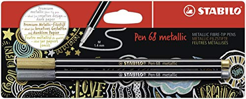 STABILO - Premium Metallic-Filzstift - Pen 68 metallic - 2er Pack - gold, silber