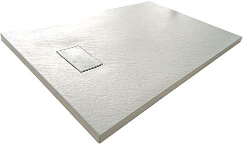 Plato de ducha efecto piedra con valvula incluida H. 2.6 cm - 70 x 90 Blanco