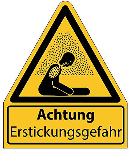 Aufkleber Warnaufkleber Achtung Erstickungsgefahr Warnung Warnschild Folie signalgelb ähnl. ISO 7010 | Größen wählbar Made in Germany, Größe: 52x61 mm