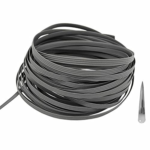 Rattan-Möbel-Befestigungsset (enthält Webwerkzeug), Korbgeflecht-Reparaturmaterial, graues, flaches Kunststoffgewebe zum Stricken und Reparieren von Rattanstühlen, Tischkorb (220 Fuß) (grau-1)