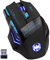 zelotes Kabellose Maus, 2400DPI, 7 Tasten, 2,4 GHz mit USB-Empfänger, LED-Beleuchtung, ergonomisches Design, kabellose Gaming-Maus für PC, Mac, Laptop, Schwarz