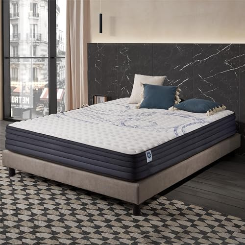 NATURALEX - PerfectSleep - Matelas 160x200 Noyau Hybride - 26 cm | Soutien Dynamique Ressorts, Indépendance de Couchage, Ventilation Optimale, Réversible - Idéal Dormeur Sensible à la Chaleur