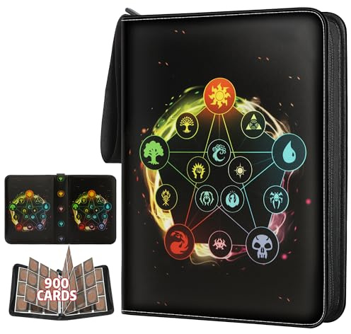 TCGUARD Album de Collection MTG avec 9 Compartiments pour 900 Cartes Standard YGO/PTCG - Reliure pour Enfants (Noir)