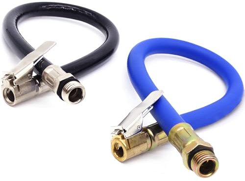 SCDZY 2 Stück Reifenfüller Schlauch, 12.5mm Ventilverlängerung Autoventil Adapter Schlauch Reifenfüllschlauch Ersatzschlauch für Luftpumpe (Schwarz+Blau)