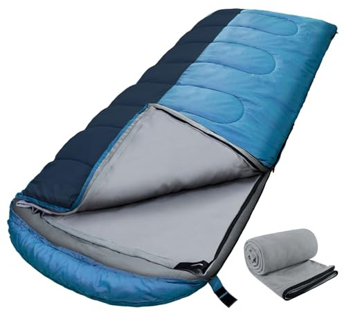 WKFAMOUT 0 gradi Sacchi a Pelo con Fodera in Pile XL per Adulti Lavabile a Macchina 4 Stagioni Sacco a Pelo Tempo Freddo con Sacchetto di Compressione Campeggio Escursioni