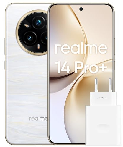 realme Teléfono móvil Android 14 Pro+ 5G 12GB+512GB, Smartphone de 6.83, Cámara OIS de 50MP, Qualcomm Snapdragon 7s Gen 3 5G, Pantalla Curva OLED 4K 120Hz, Batería 6000mAh, Platino (con Adaptador)
