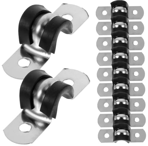 Mipcase 20 Pezzi Fermacavi Acciaio Inox con Gomma Antiruggine Clip U per Tubo Elettrico Fissaggio Flessibile e Resistente per Organizzati e Sicuri