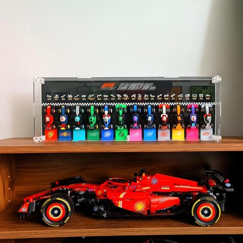 NOVDA Wall Board Display Frame Compatible with Lego Collectables F1 Race Cars 71049, 21.2*2.3*7.2inch F1 Speed Champions Acrylic Display Case, Ideal for Office & Collector's Room（Excluding models）