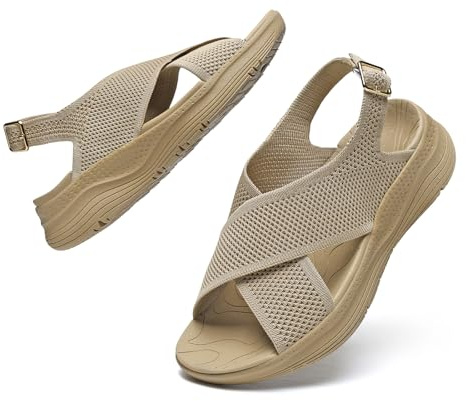Hanani Womens Orthopedic Sandals Adjustable Strap Sandals Arch Support Ladies Summer Wedge Slingback Sliders Platform Walking Shoes Washable Slide Sport Girls Casual Thick Bottom Beach Shoes