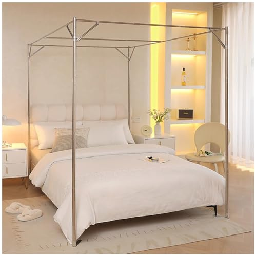 Cadre de baldaquin de lit en acier inoxydable avec motif en spirale pour lit simple/double/grand lit/king size, 180 x 200 cm