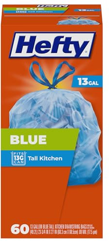 Hefty Recycling Trash/Garbage Bags (Clear, Kitchen Drawstring, 13 Gallon, 60...