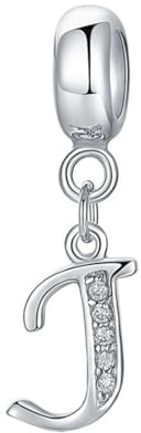 Breloque lettre en argent sterling 925 avec lettre de l'alphabet pour bracelet Pandora J