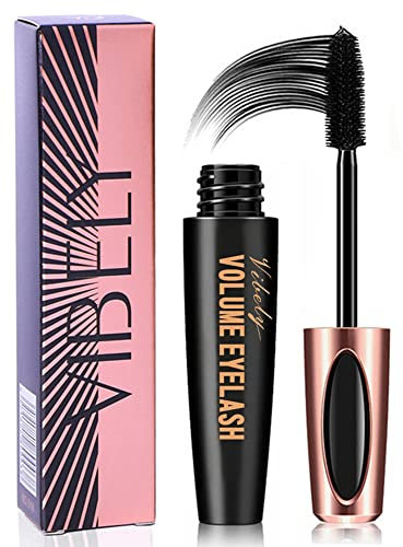 KlsyChry 4D Silk Fiber Wimperntusche Wasserfest, Schwarz, Volumen, Länge und Wasserfestigkeit