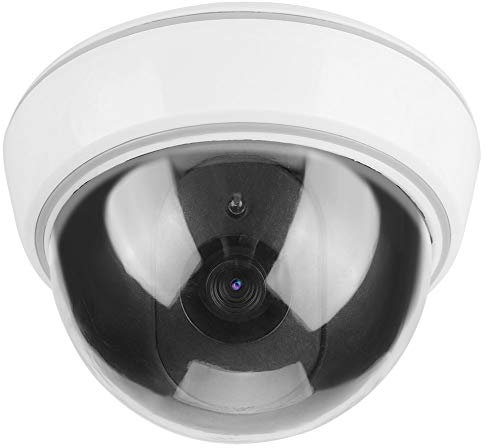 Cámara de seguridad falsa, cámara domo simulada CCTV para interiores / exteriores con aspecto realista que graba luz LED roja, para hogares, escuelas, oficinas