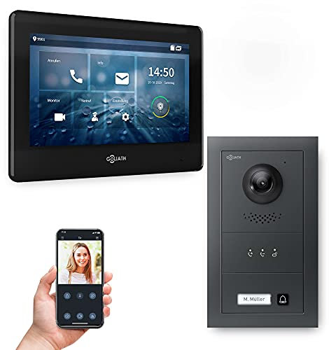 Goliath Hybrid | 2-Draht | Full-HD Video Türsprechanlage | App | 1-Fam | 1 x Full-Touchscreen 7 | Aluminium Unterputz Türstation | + Feedback Modul | 180° Ultra-Weitwinkel | AV-BUS-615