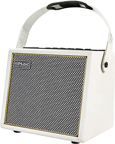 Coolmusic BP MINI Acoustic Guitar Amplifier, 30 Watt Bluetooth Speaker Rechargeable Portable Acoustic Guitar Amp with Reverb Chorus Effect,3 Inputs,USB Charging Interface White