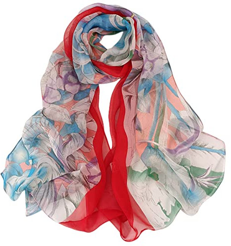 FAIRYGATE Ladies Scarves Chiffon Schal Seidenschal Damen Halstuch Farben XXL Blumen Seidentuch Stola für Abendkleid Hochzeit Seide Schal 64013