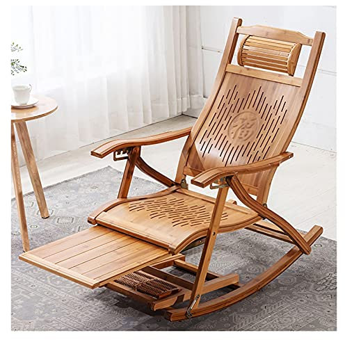 Liegestühle, Bambus-Sonnenliege, Schaukel-Liegestuhl, Holz-Chaise, klappbare Schaukelstühle, Schaukelliege, Liegestuhl, Liegestuhl, Outdoor-Stuhl, tragbarer Stuhl mit Fußstütze und Fußmassage (FA