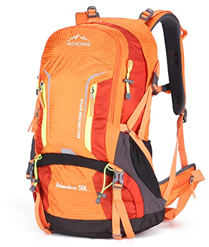 Aoking,mochila de senderismo/escalada,50 L,YJN67363,elementos estándar:tablero de malla de flujo de aire desmontable,impermeable,silbato SOS,cubierta para la lluvia