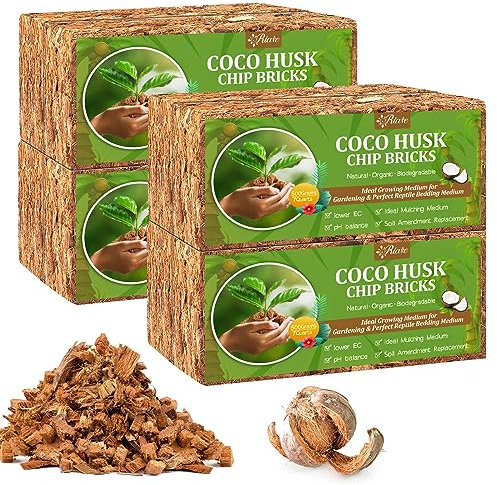 Riare 8 Pack Coco Chips Substrate for Plants High Expansion Coconut Substrate Coco Husk Mulch for Garden Flowers, Herbs, Planting (8)