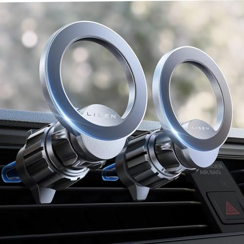 LISEN 2 Stück Handyhalterung Auto Magnet fit MagSafe Autohalterung [24x N55 Magnet] Smartphone Handy Halterung Auto, handyhalterung Auto lüftung für iPhone 16 15 14 13 12 Pro Max Mini MagSafe Hülle