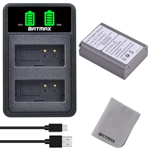 Batmax BLN-1 BCN-1 Akku und Ladegerät für Olympus OM-D E-M1, E-M5, E-M5 II, Pen E-P5, Pen-F, HLD-6