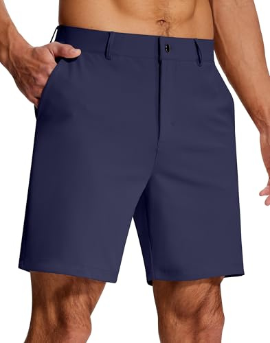 SERAMY Mens Golf Dress Shorts 7 Inch with 5 Pockets Stretch Lightweight Quick Dry Flat Front Shorts for Work Casual, Navy, 36