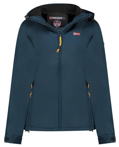 Geographical Norway Tamilalorama Lady - Giacca softshell con cappuccio da donna, impermeabile, antivento, resistente, attività all'aperto, escursionismo, sci, autunno, inverno, primavera (marina M